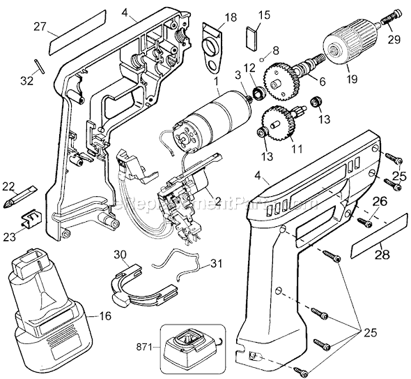 Page A Diagram and Parts List for ECD620 Type 2 Black and Decker Cordless Drill